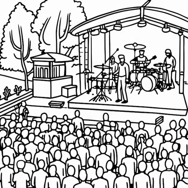 outdoor concert vector illustration line art 969863 325989