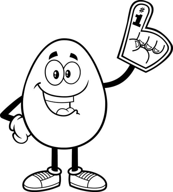 outlined easter egg cartoon character wearing foam finger 20412 2254