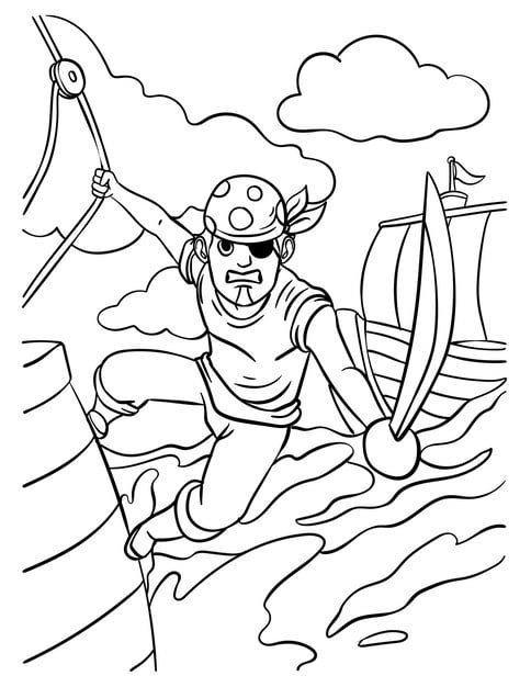 pirate holding sword coloring page kids 576561 6783