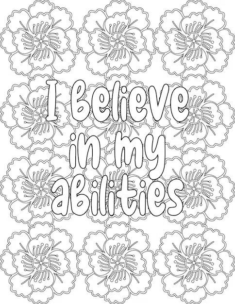 positive affirmation coloring sheet floral coloring pages personal growth kids adults 940253 501