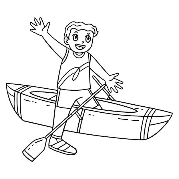 rowing oarsman going boat isolated coloring 576561 18249