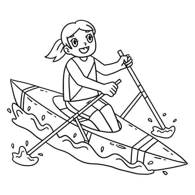 rowing oarswoman isolated coloring page kids 576561 18211