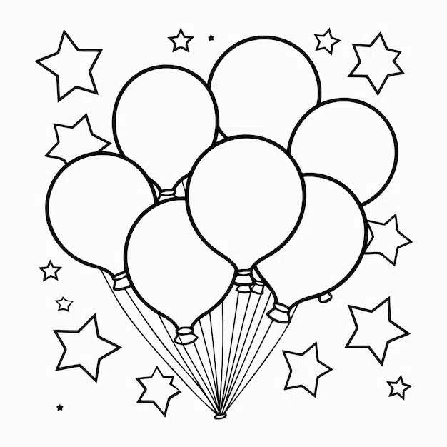 simple line art cute balloons vector style 1137529 35891