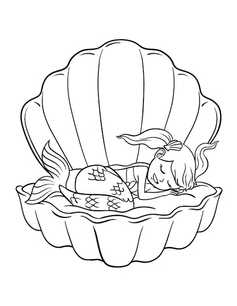 sleeping mermaid clam shell isolated 576561 8045