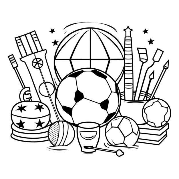 soccer ball other sport equipment doodle style 1057 98244