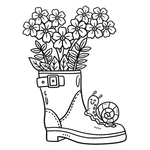 spring boot planter isolated coloring page 576561 6426