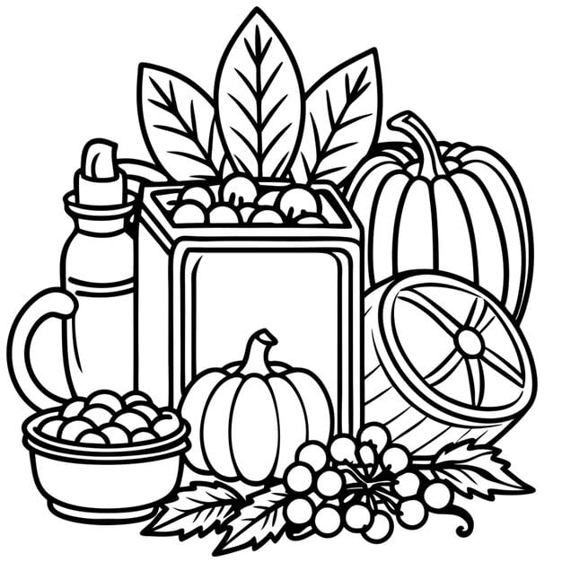 thanks giving coloring book spice jars vector illustration line art 969863 359159