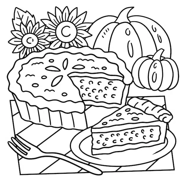 thanksgiving pumpkin pie coloring page kids 576561 2944