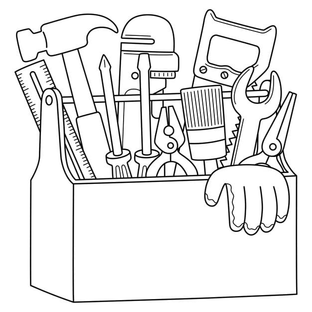 toolbox isolated coloring page kids 576561 9165