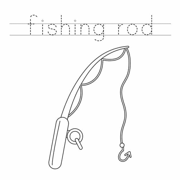 trace letters color fishing rod handwriting practice kids 122784 7223