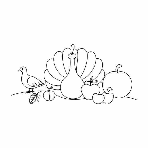 turkey thanks giving elements line art with pumpkin 1299084 5640