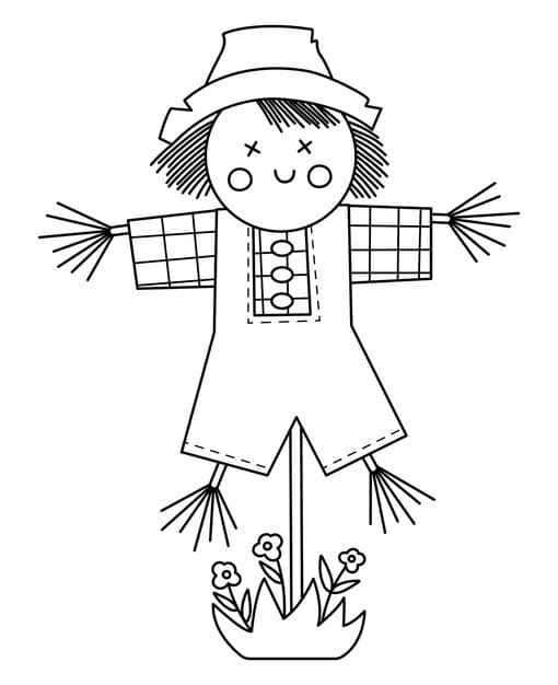 vector black white scarecrow isolated white background outline spring garden bugaboo illustration gardening equipment line icon farm scary puppet pole coloring page 150240 4320