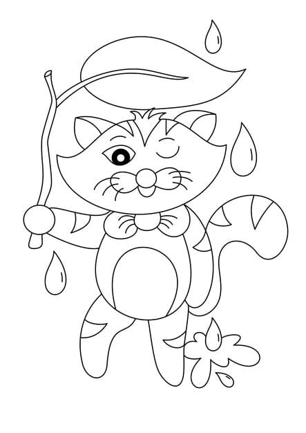 vector cute cartoon cat black white coloring pages 674054 184