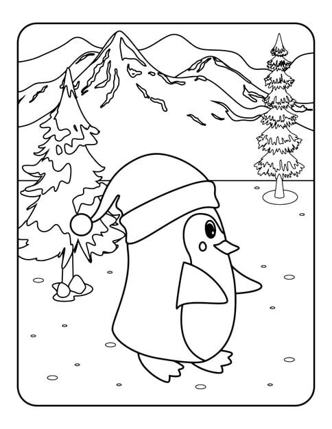 winter vector illustration template black white kids background pattern coloring book 627432 2470